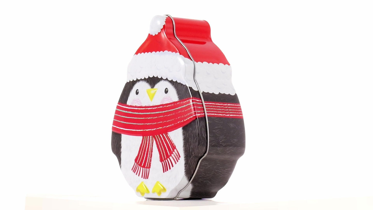 Cute metal penguin-shaped container