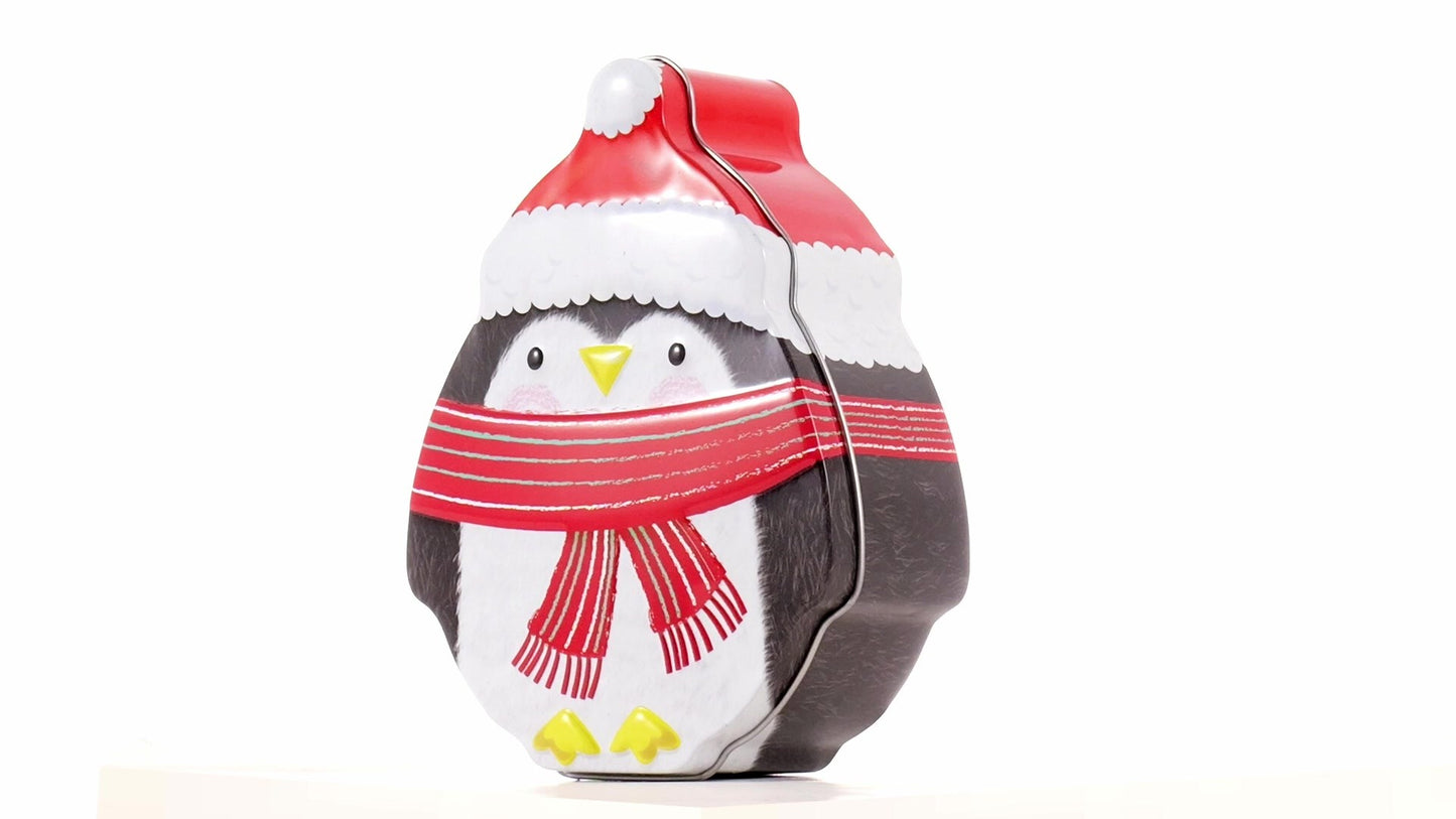 Cute metal penguin-shaped container