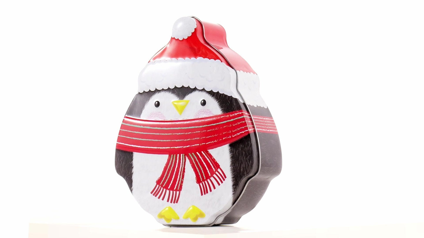 Cute metal penguin-shaped container