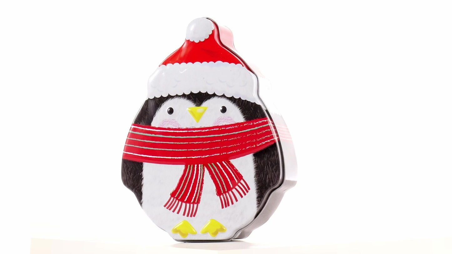 Cute metal penguin-shaped container