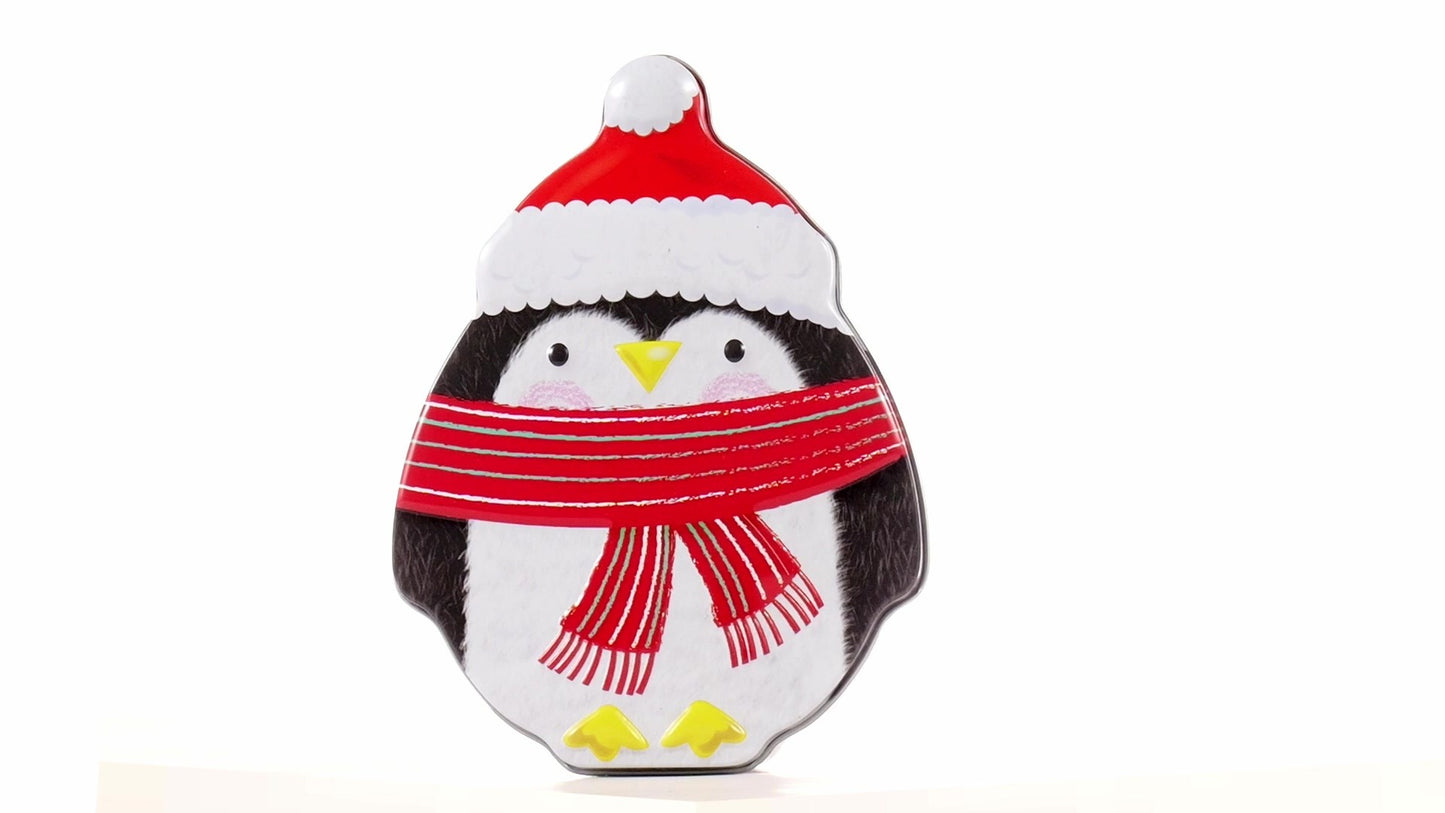 Cute metal penguin-shaped container