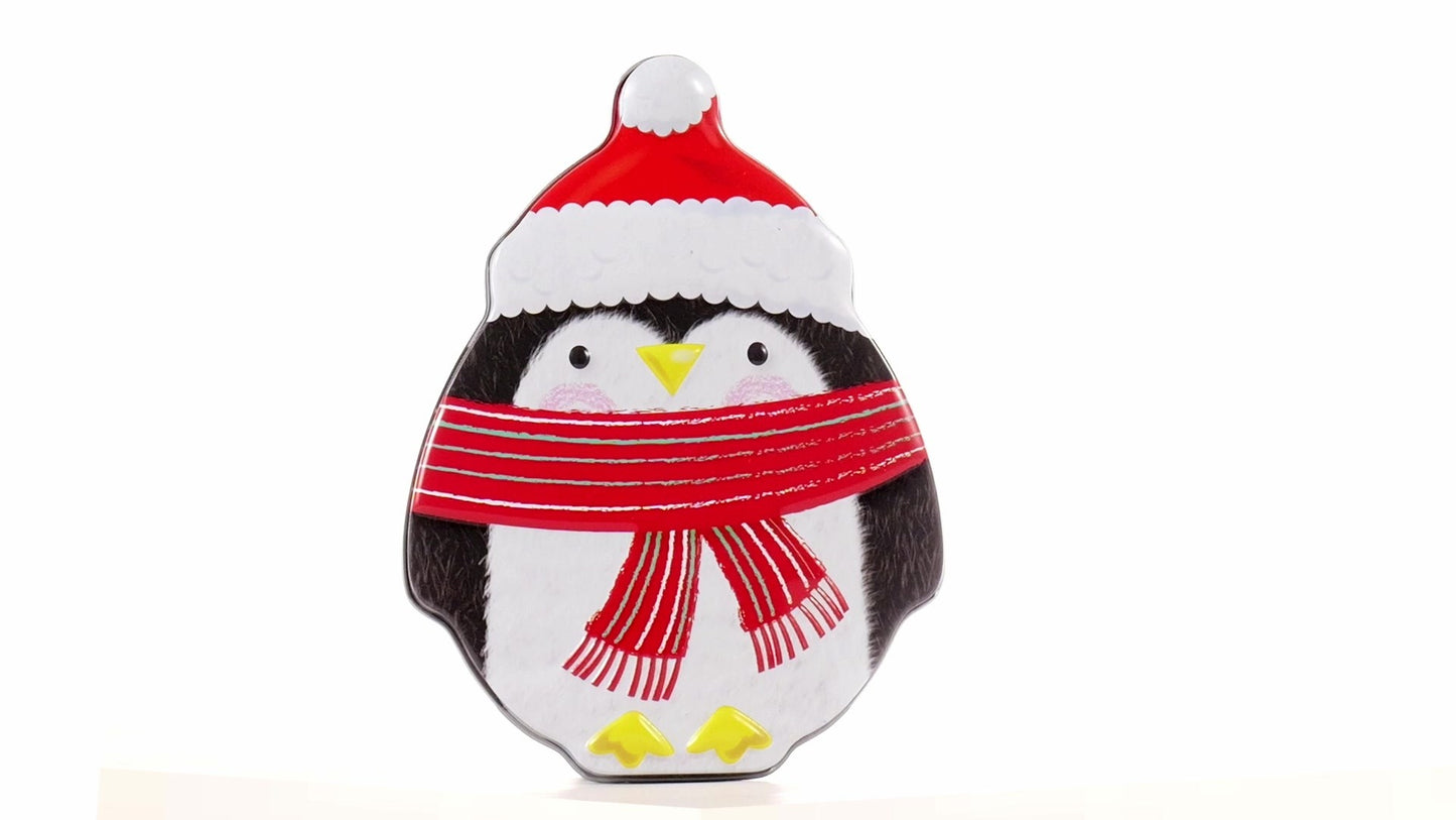 Cute metal penguin-shaped container