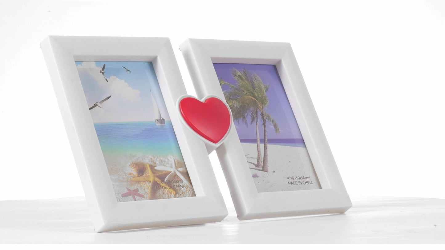 Red heart collage photo frame for 2 pictures