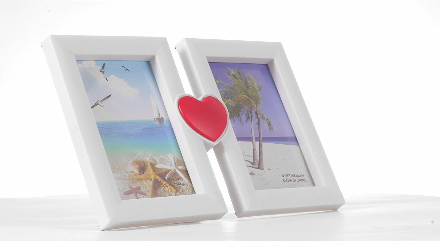 Red heart collage photo frame for 2 pictures