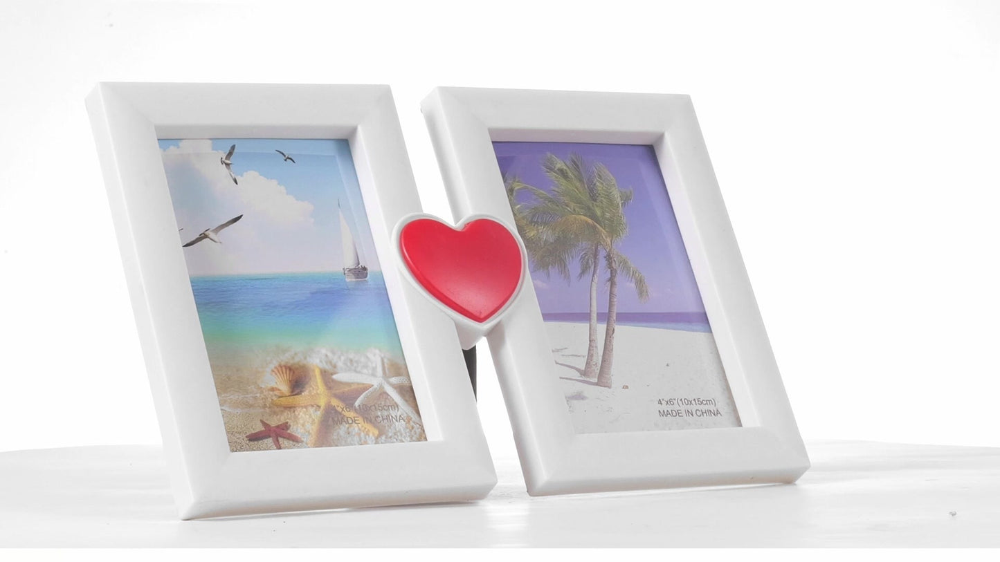 Red heart collage photo frame for 2 pictures