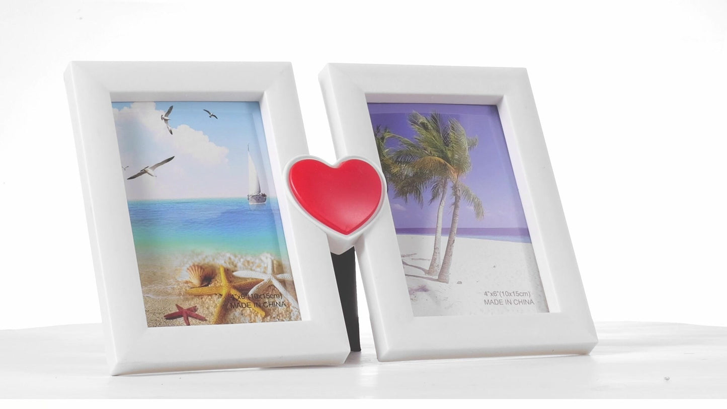 Red heart collage photo frame for 2 pictures