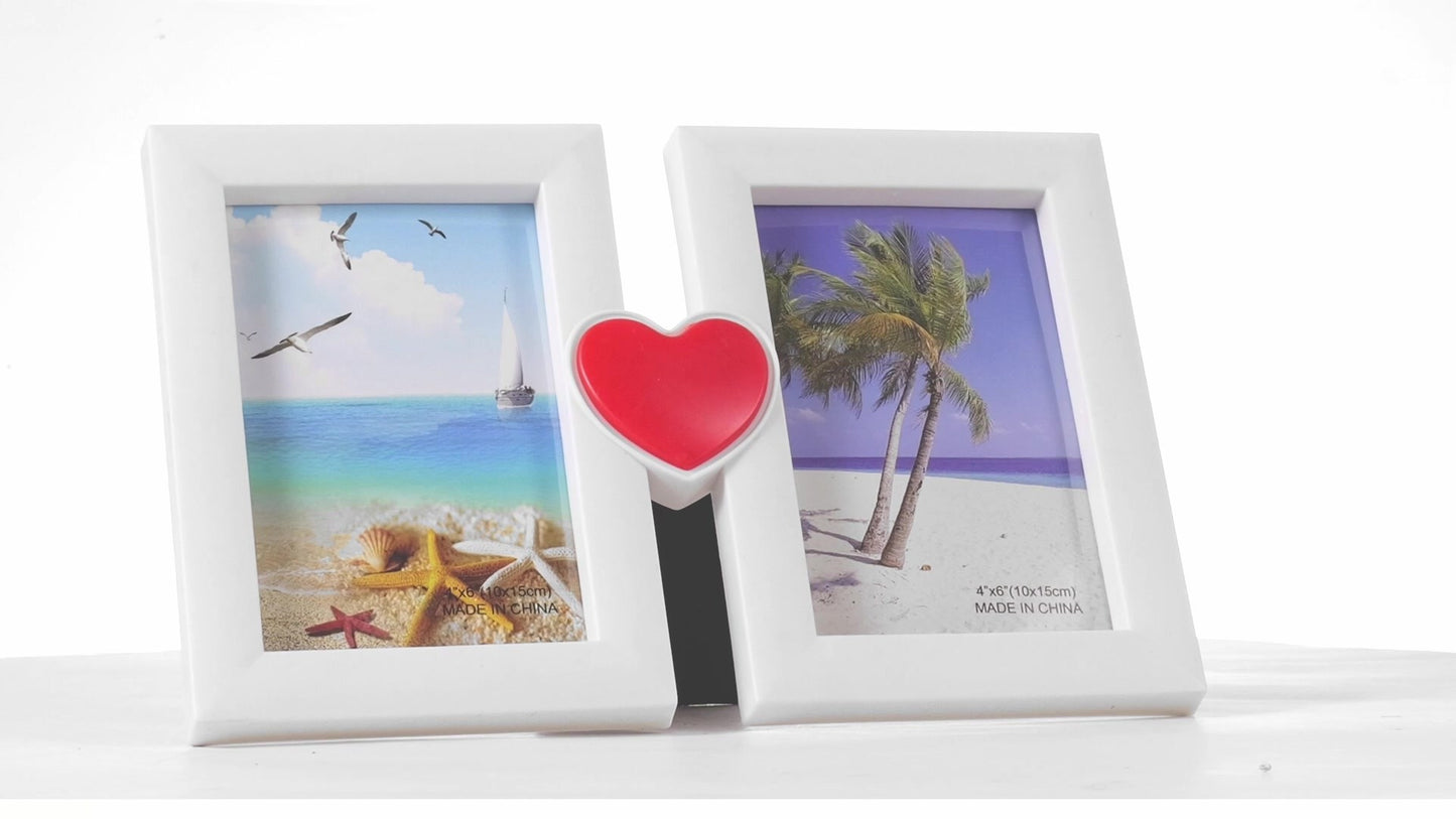 Red heart collage photo frame for 2 pictures