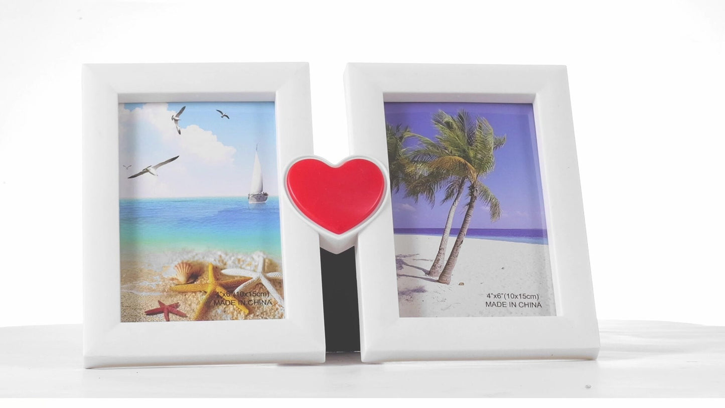 Red heart collage photo frame for 2 pictures