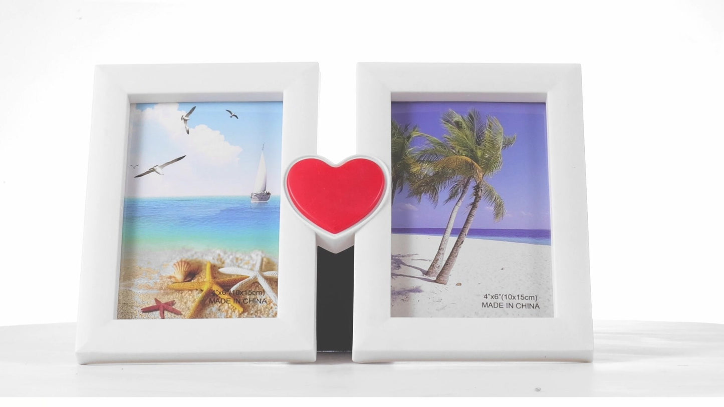 Red heart collage photo frame for 2 pictures