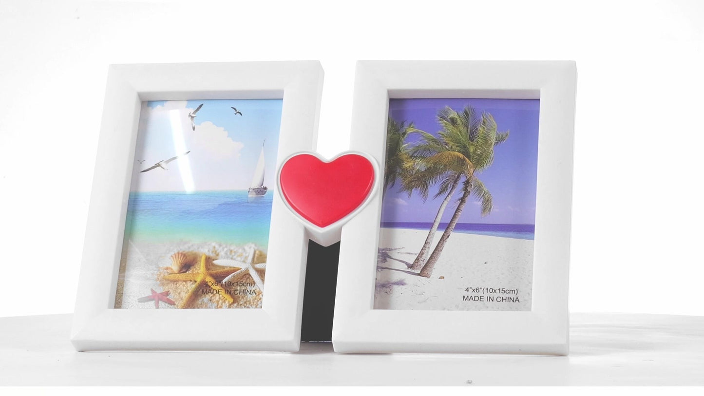 Red heart collage photo frame for 2 pictures