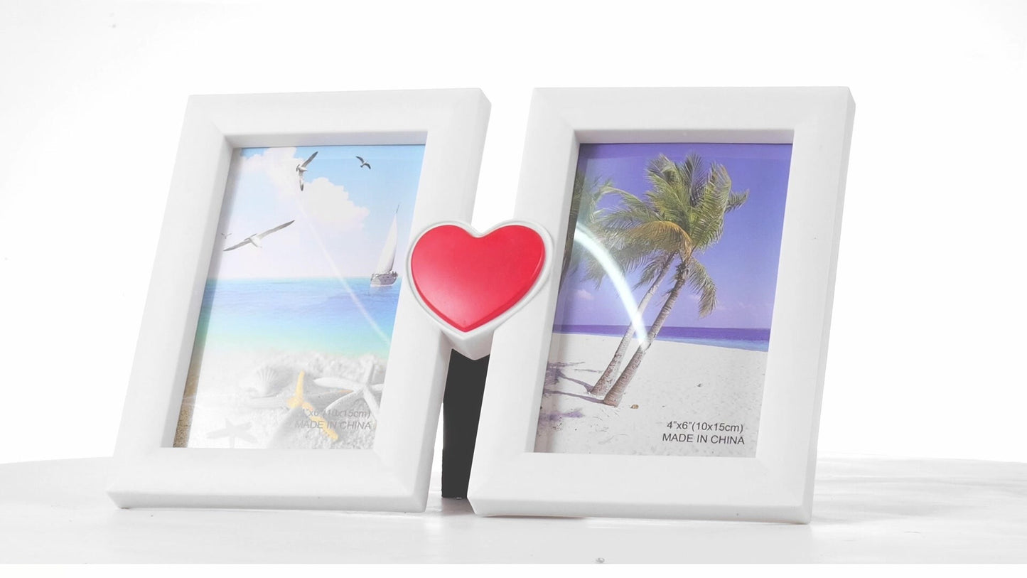 Red heart collage photo frame for 2 pictures