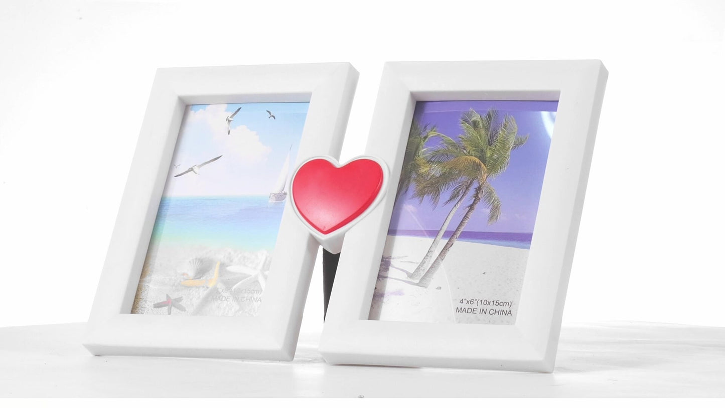 Red heart collage photo frame for 2 pictures