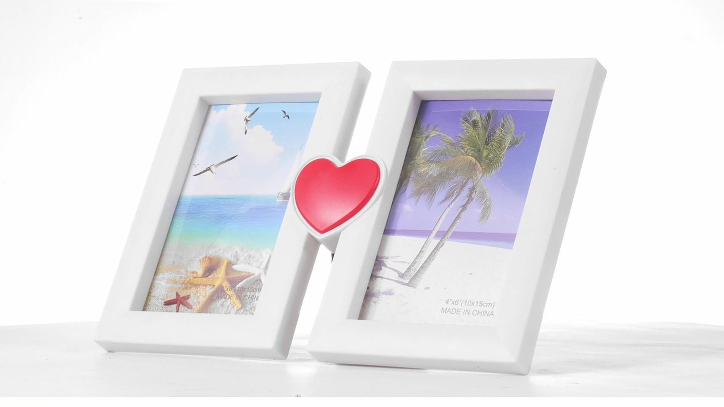 Red heart collage photo frame for 2 pictures