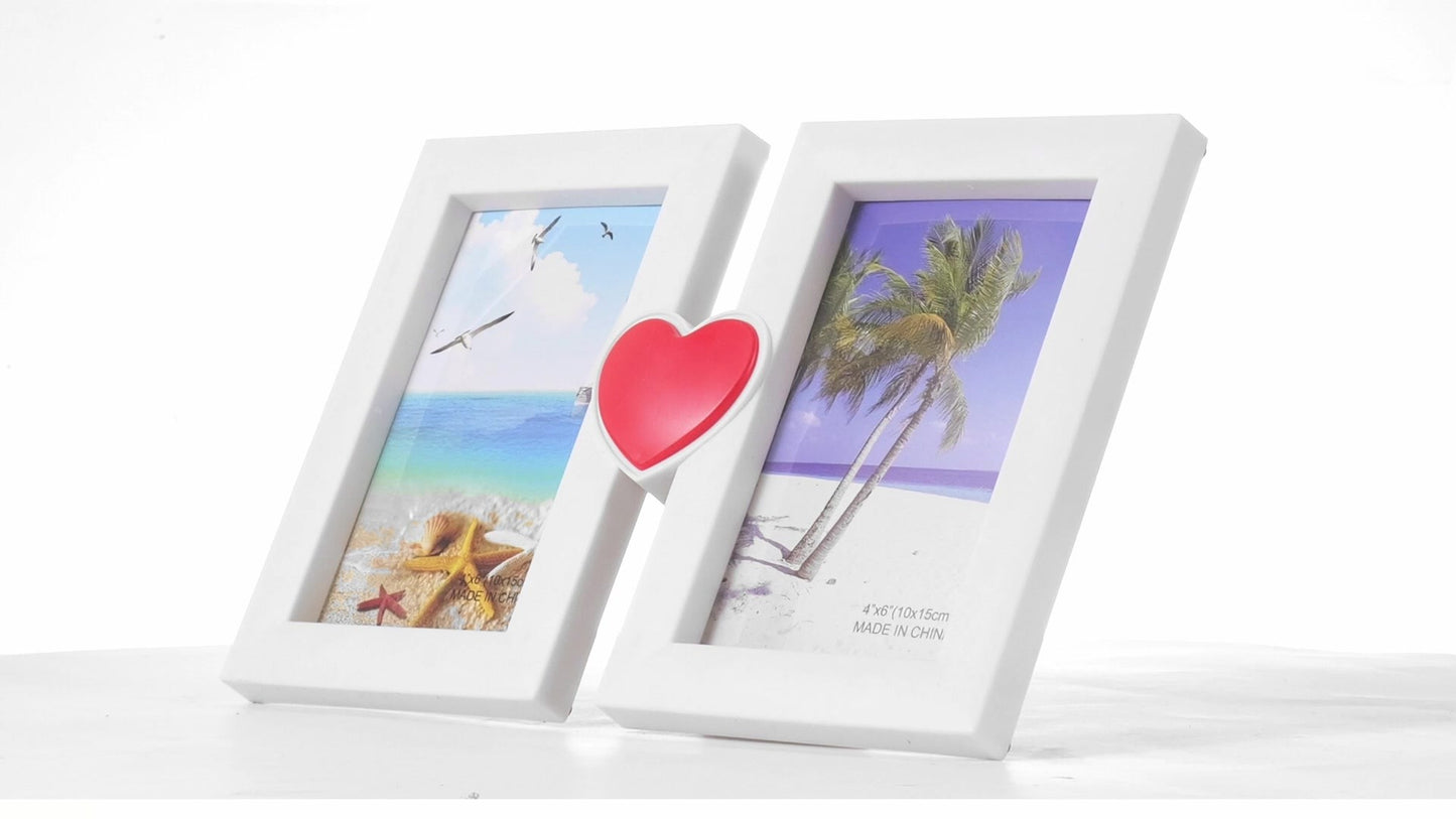 Red heart collage photo frame for 2 pictures