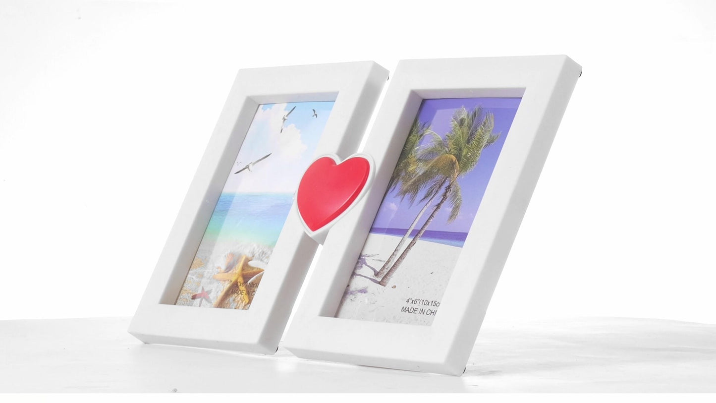 Red heart collage photo frame for 2 pictures