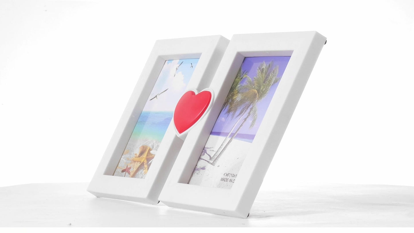Red heart collage photo frame for 2 pictures