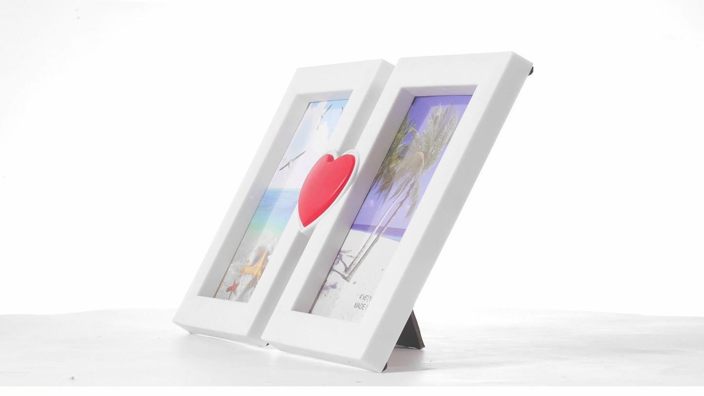 Red heart collage photo frame for 2 pictures