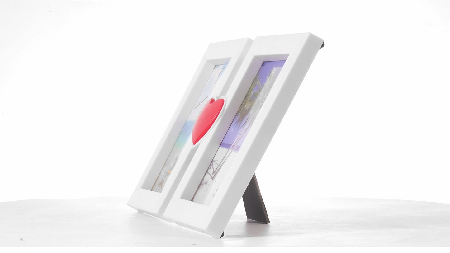 Red heart collage photo frame for 2 pictures