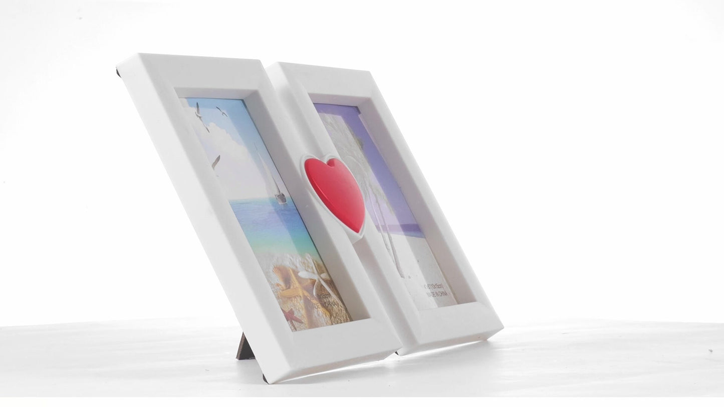 Red heart collage photo frame for 2 pictures