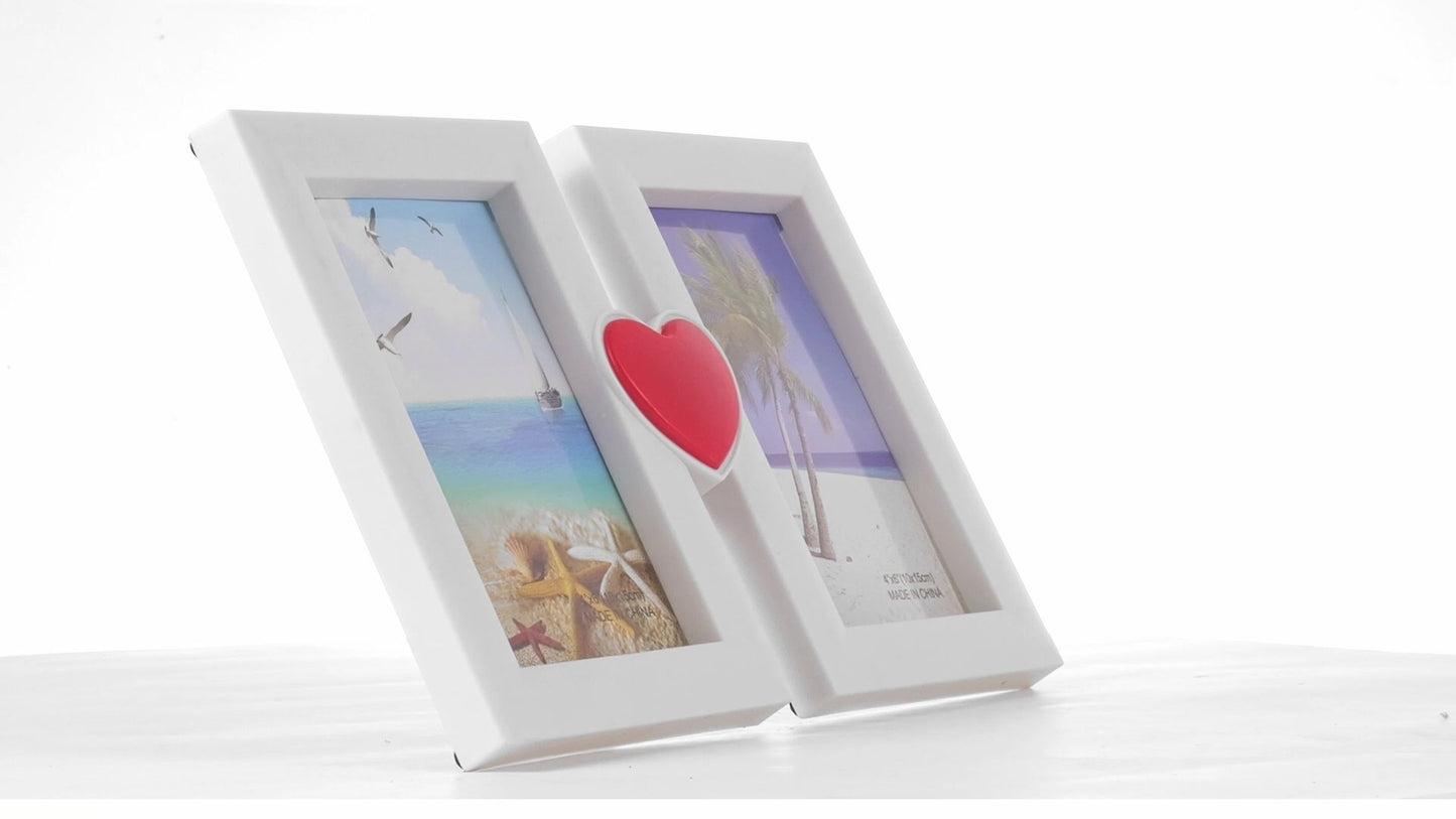 Red heart collage photo frame for 2 pictures