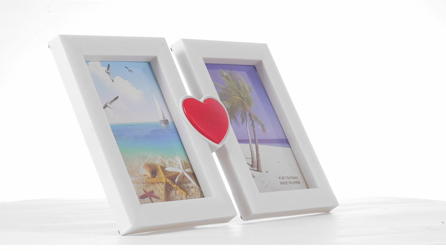 Red heart collage photo frame for 2 pictures