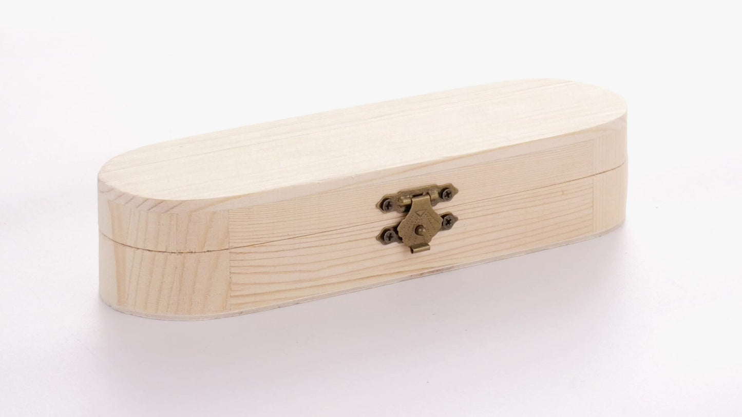 Rounded wooden box PEN 18x6x4