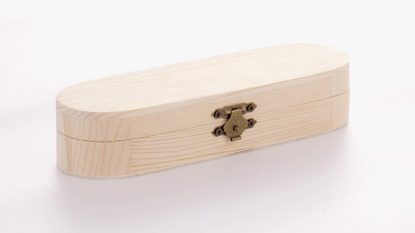 Rounded wooden box PEN 18x6x4