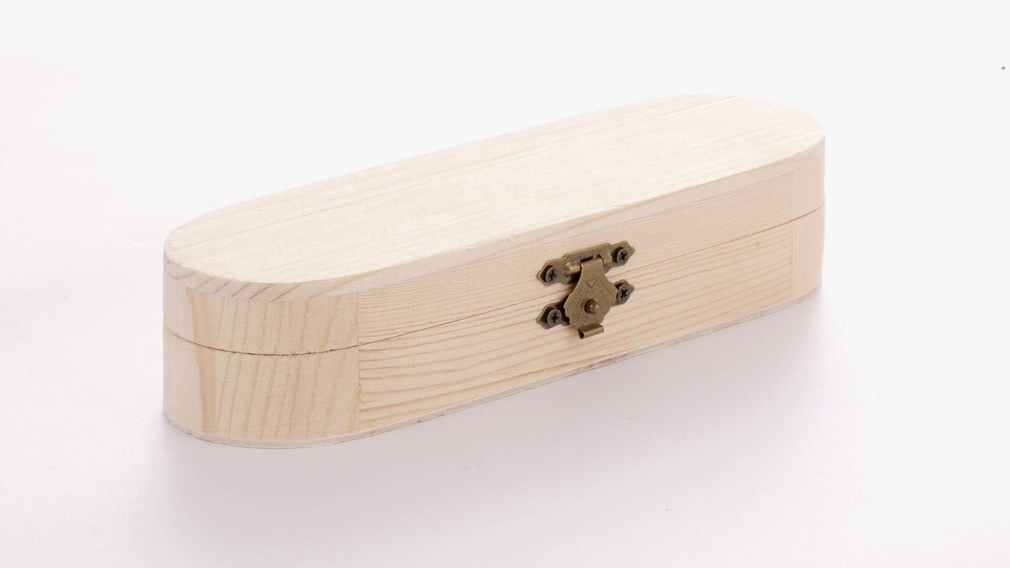 Rounded wooden box PEN 18x6x4