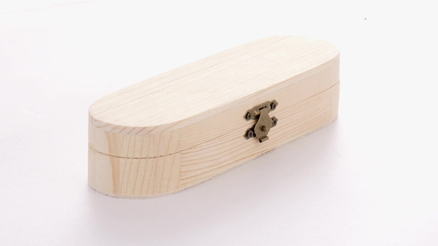 Rounded wooden box PEN 18x6x4