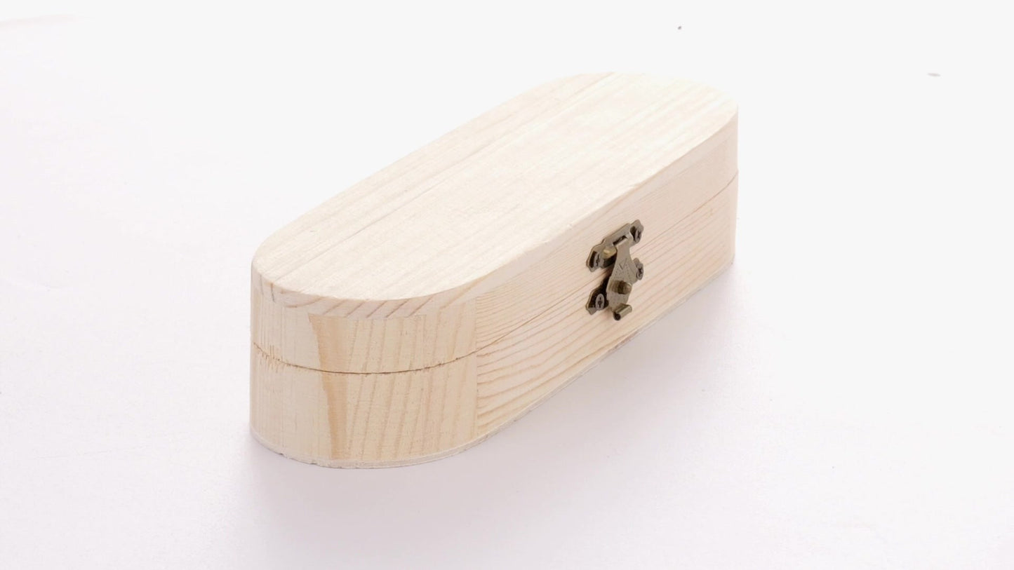 Rounded wooden box PEN 18x6x4