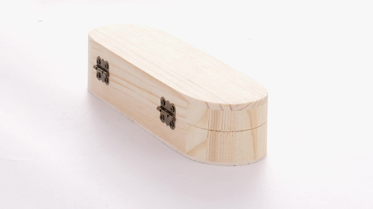 Rounded wooden box PEN 18x6x4