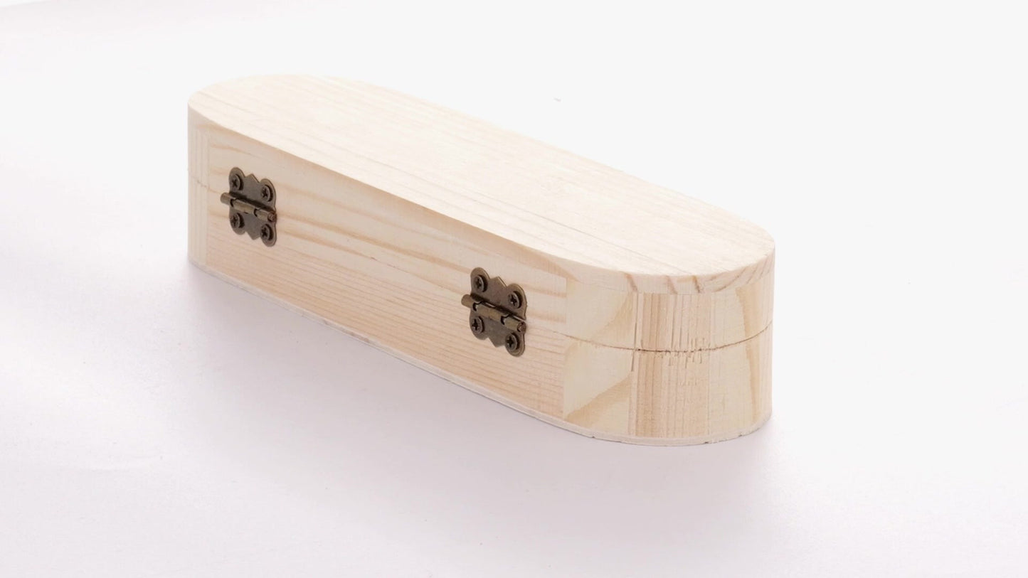 Rounded wooden box PEN 18x6x4