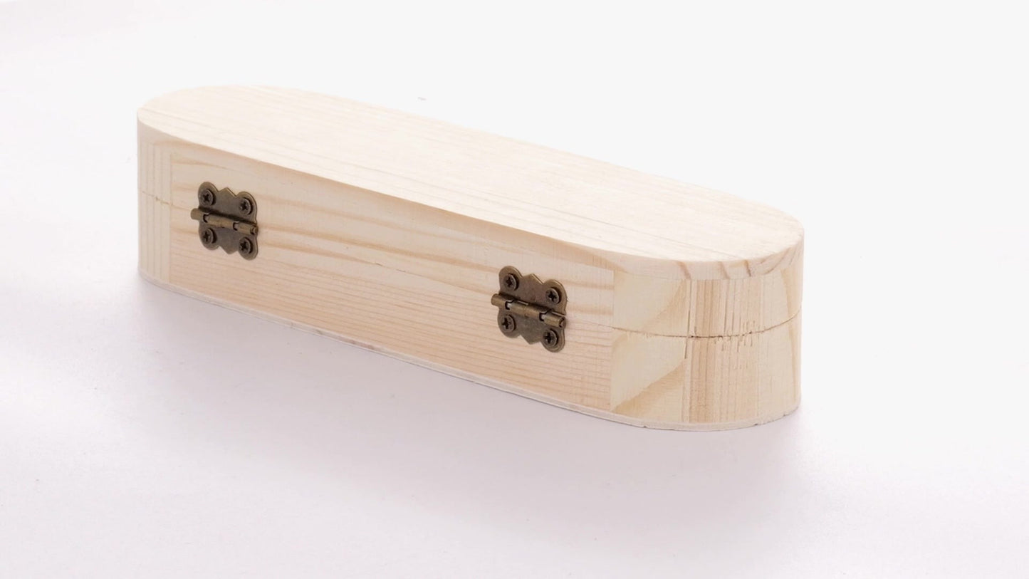 Rounded wooden box PEN 18x6x4