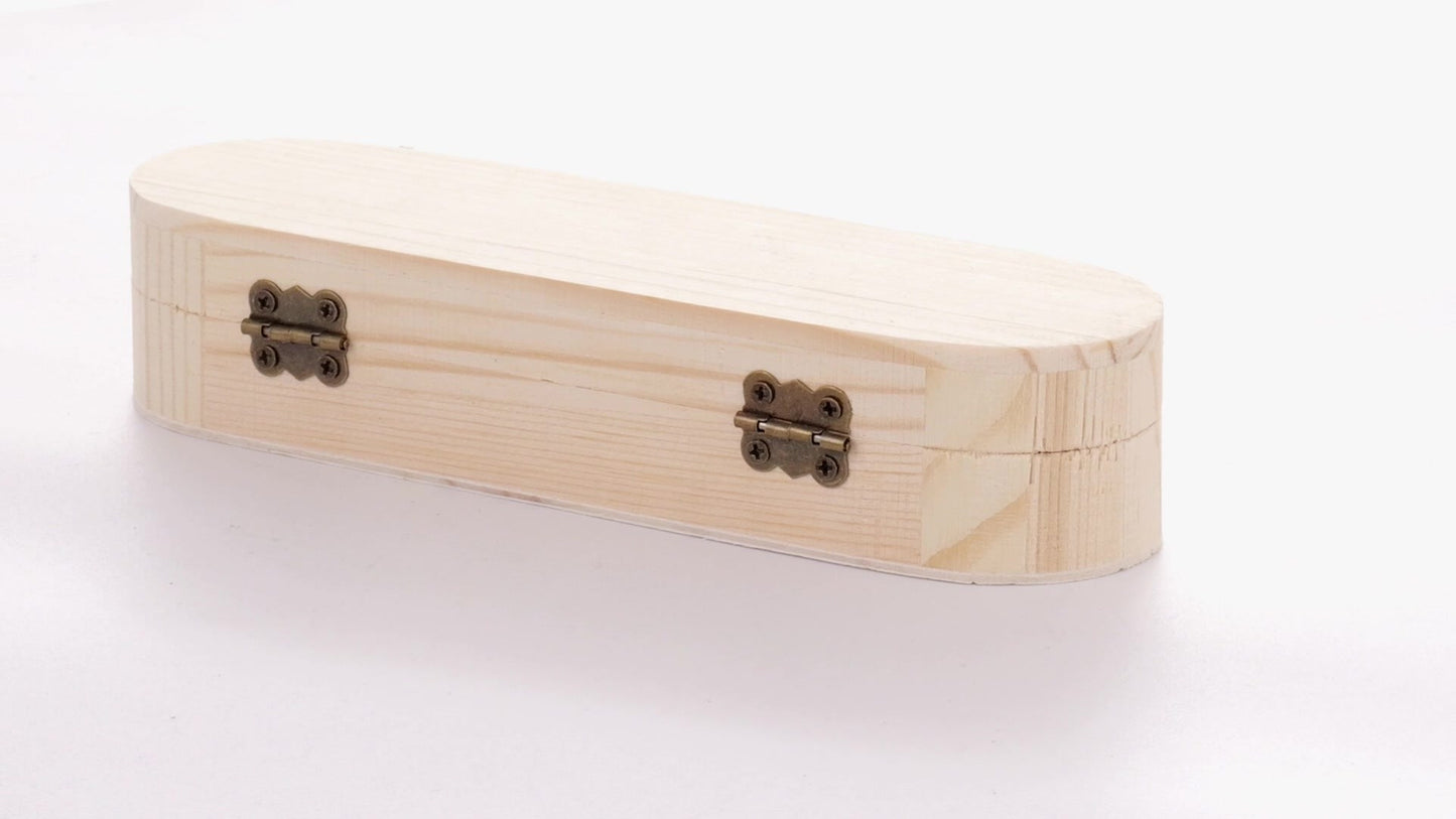 Rounded wooden box PEN 18x6x4