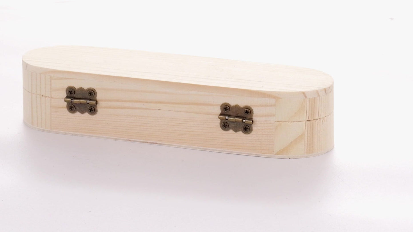 Rounded wooden box PEN 18x6x4