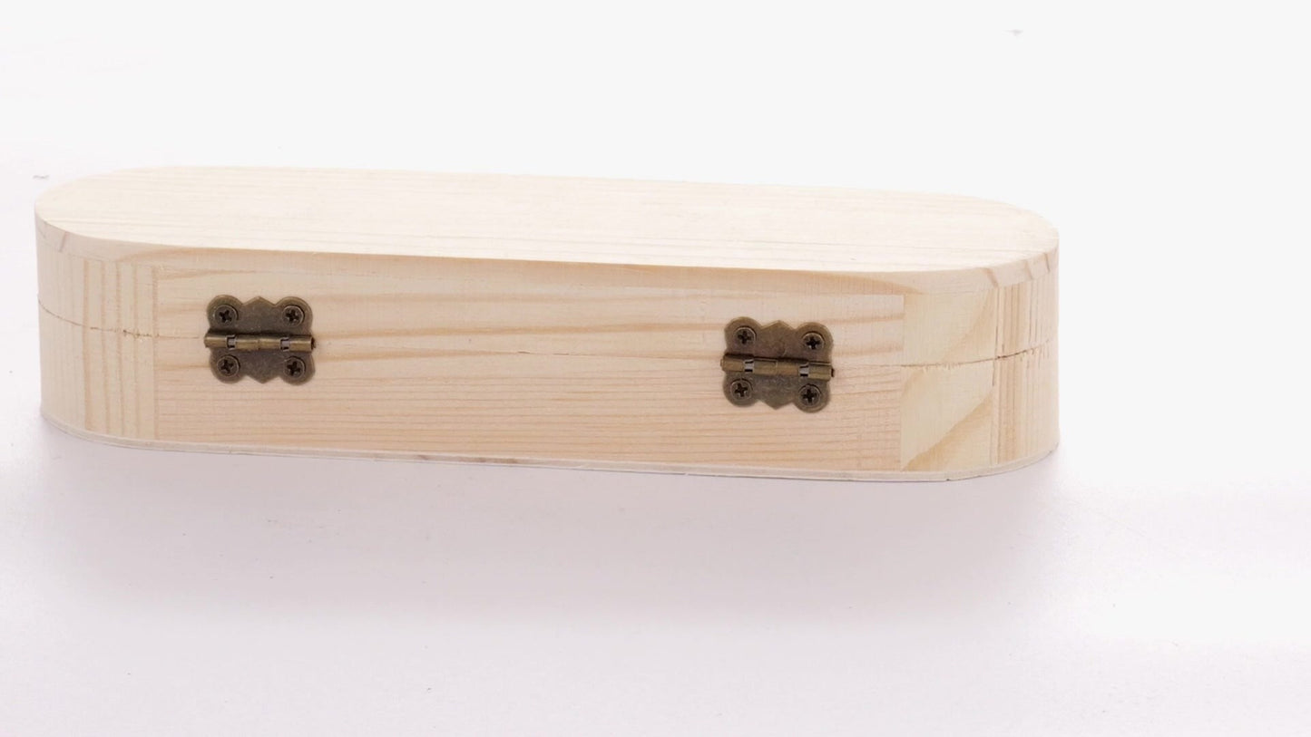 Rounded wooden box PEN 18x6x4
