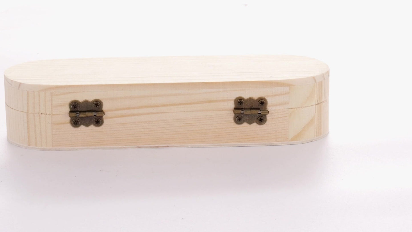 Rounded wooden box PEN 18x6x4