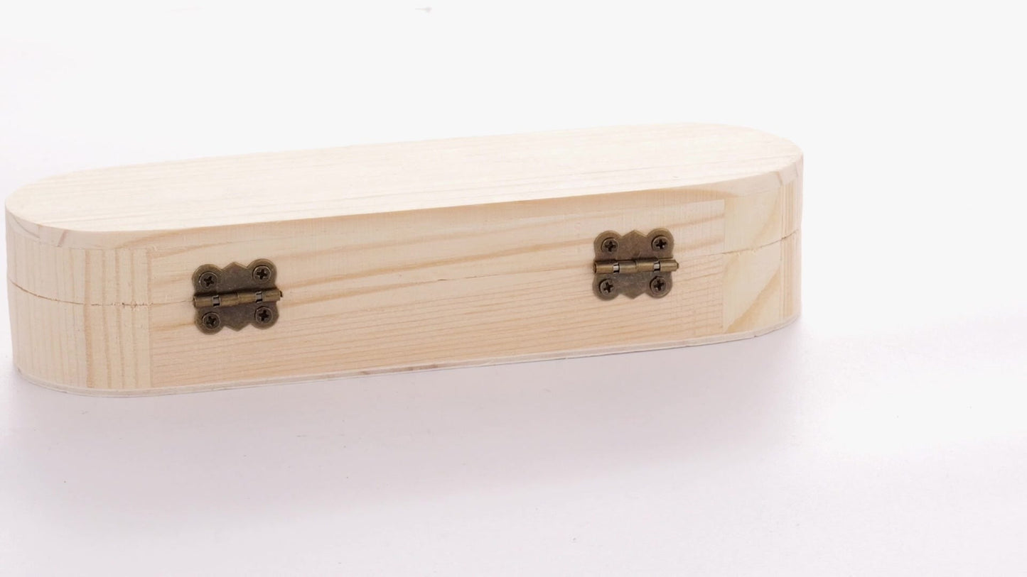 Rounded wooden box PEN 18x6x4