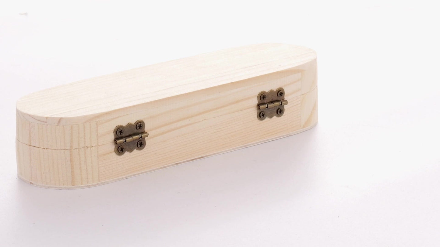 Rounded wooden box PEN 18x6x4