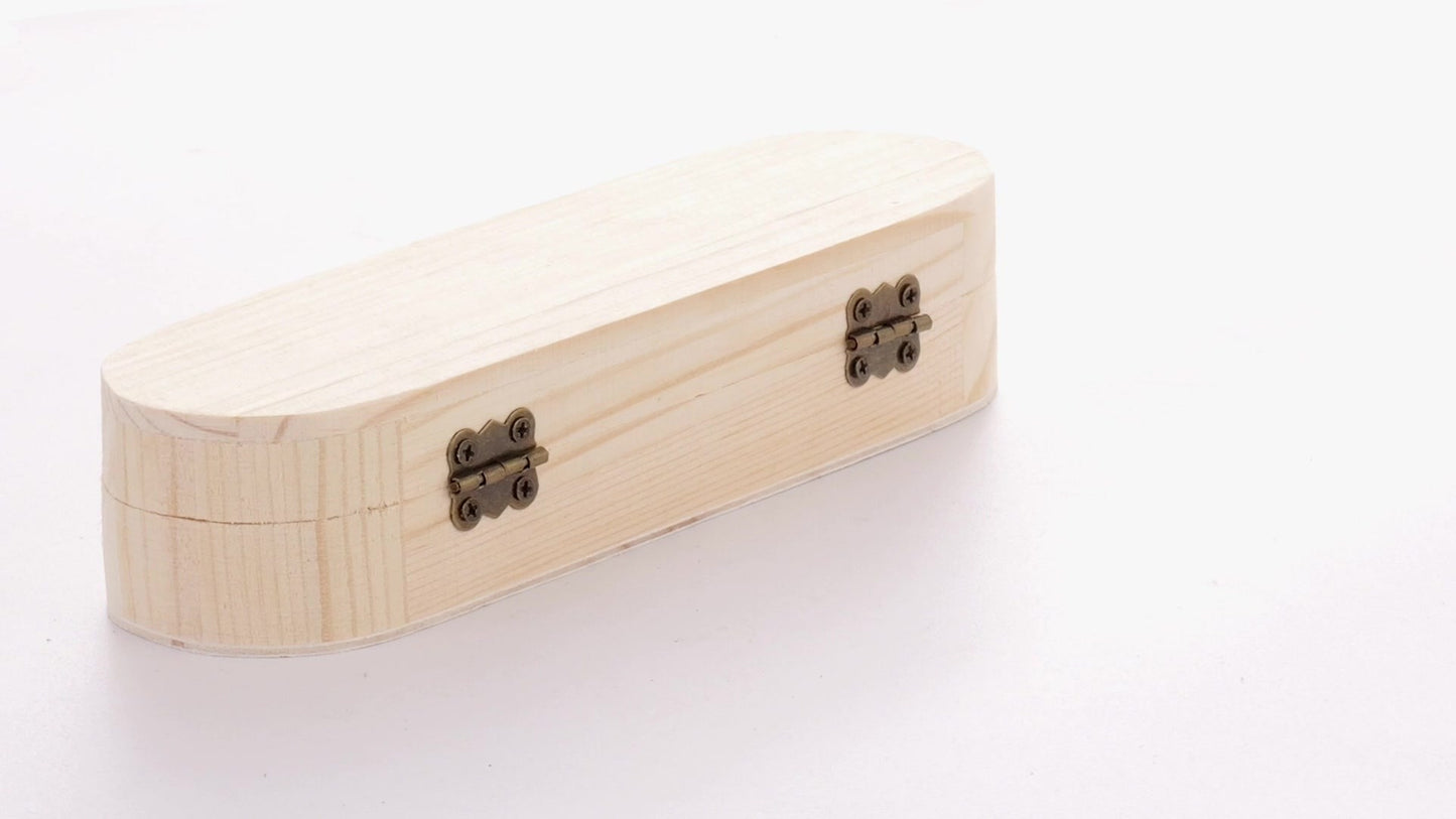 Rounded wooden box PEN 18x6x4