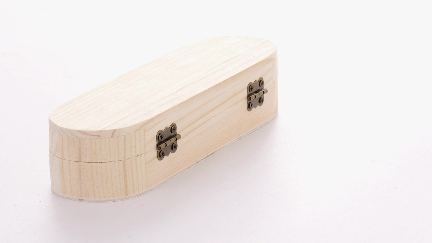 Rounded wooden box PEN 18x6x4