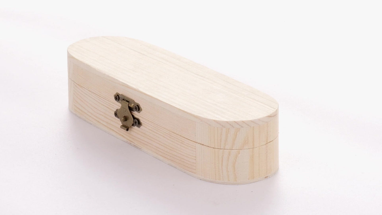 Rounded wooden box PEN 18x6x4