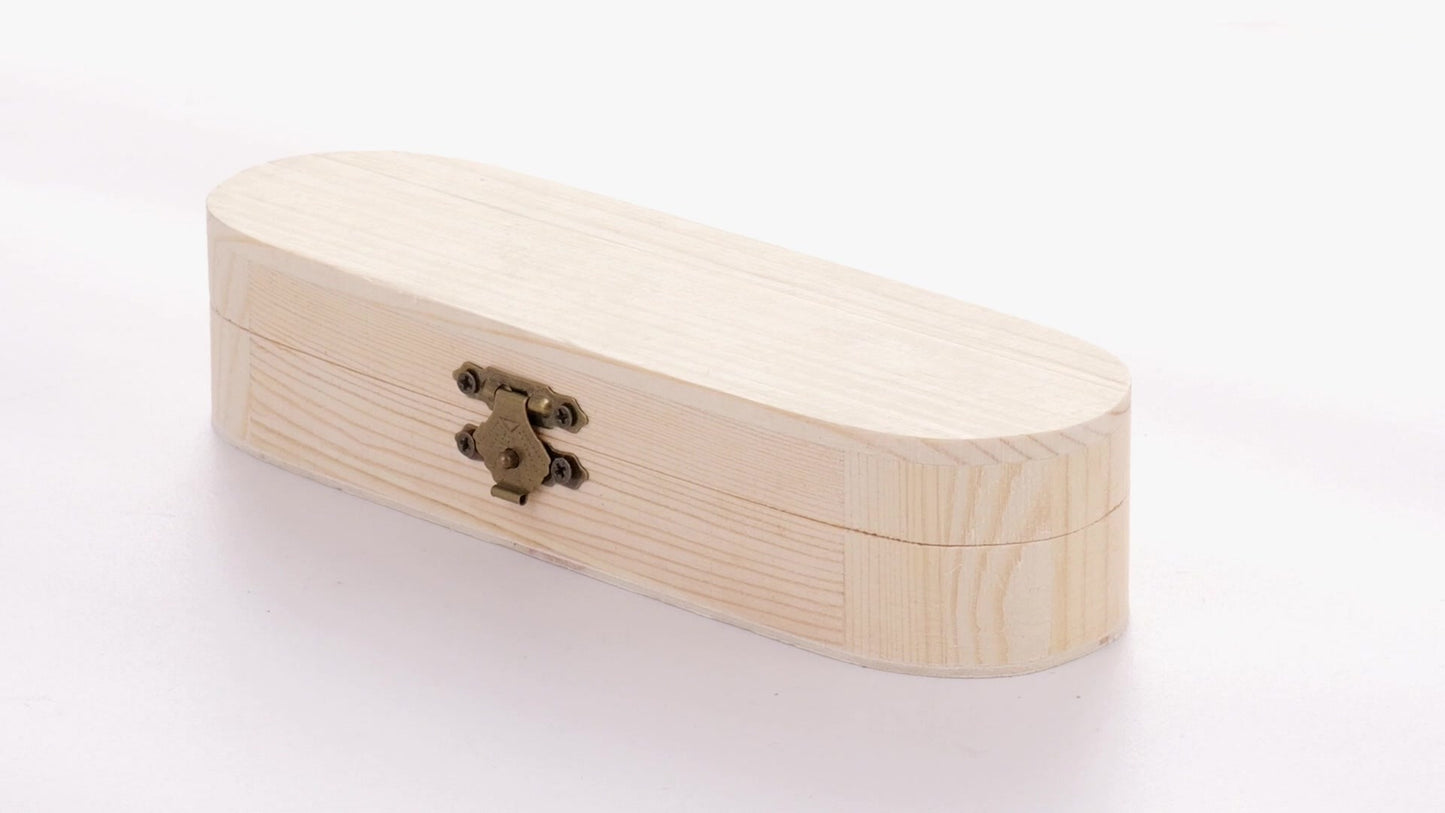 Rounded wooden box PEN 18x6x4