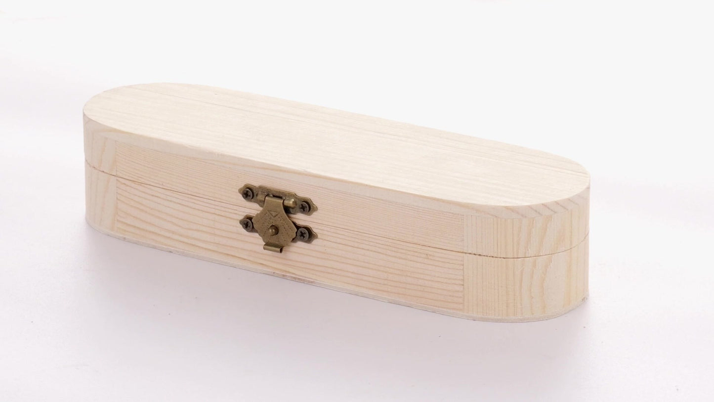 Rounded wooden box PEN 18x6x4