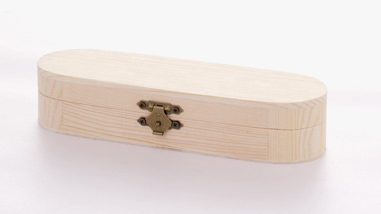 Rounded wooden box PEN 18x6x4