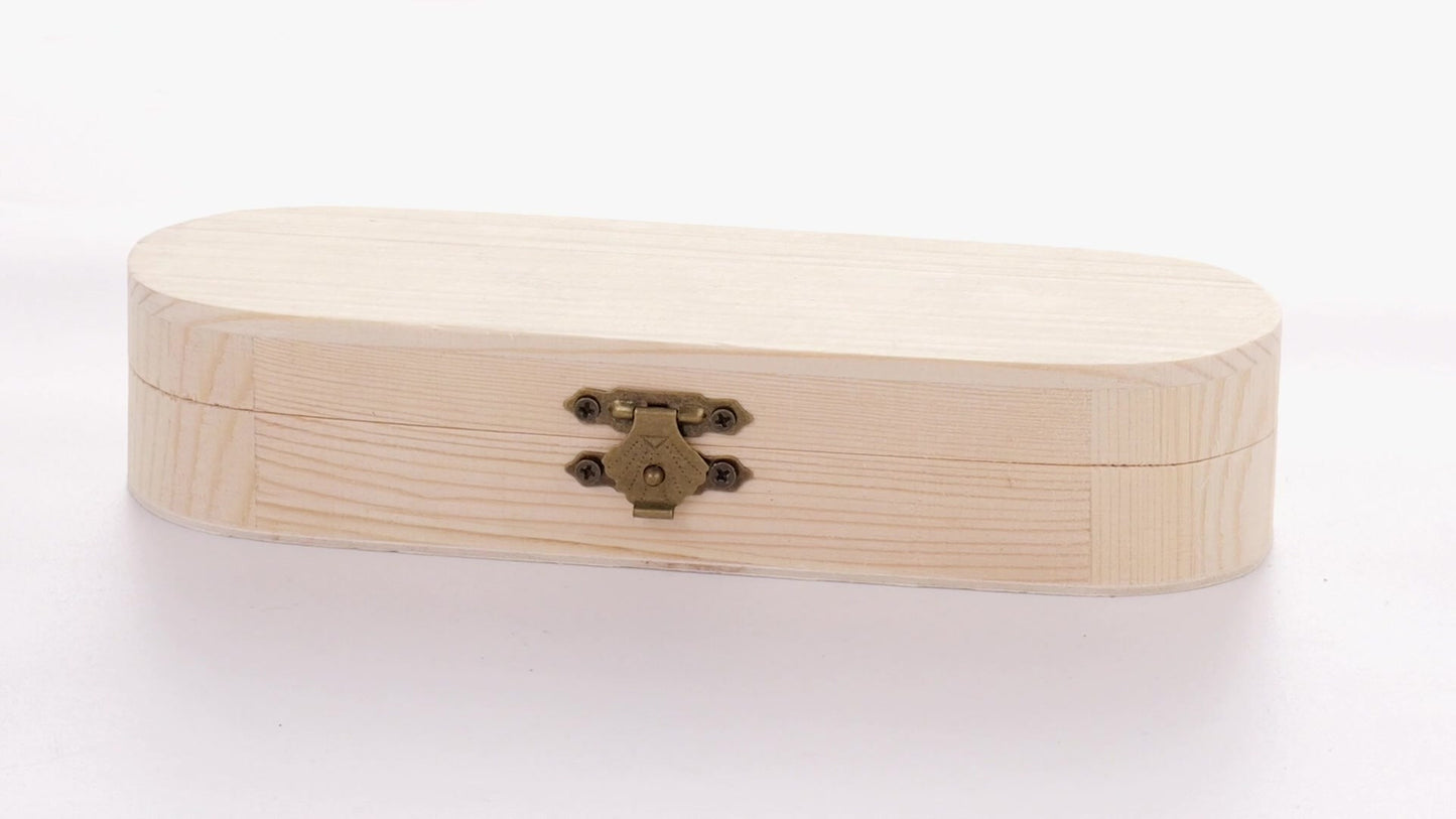 Rounded wooden box PEN 18x6x4