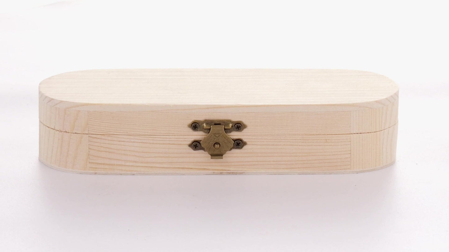 Rounded wooden box PEN 18x6x4