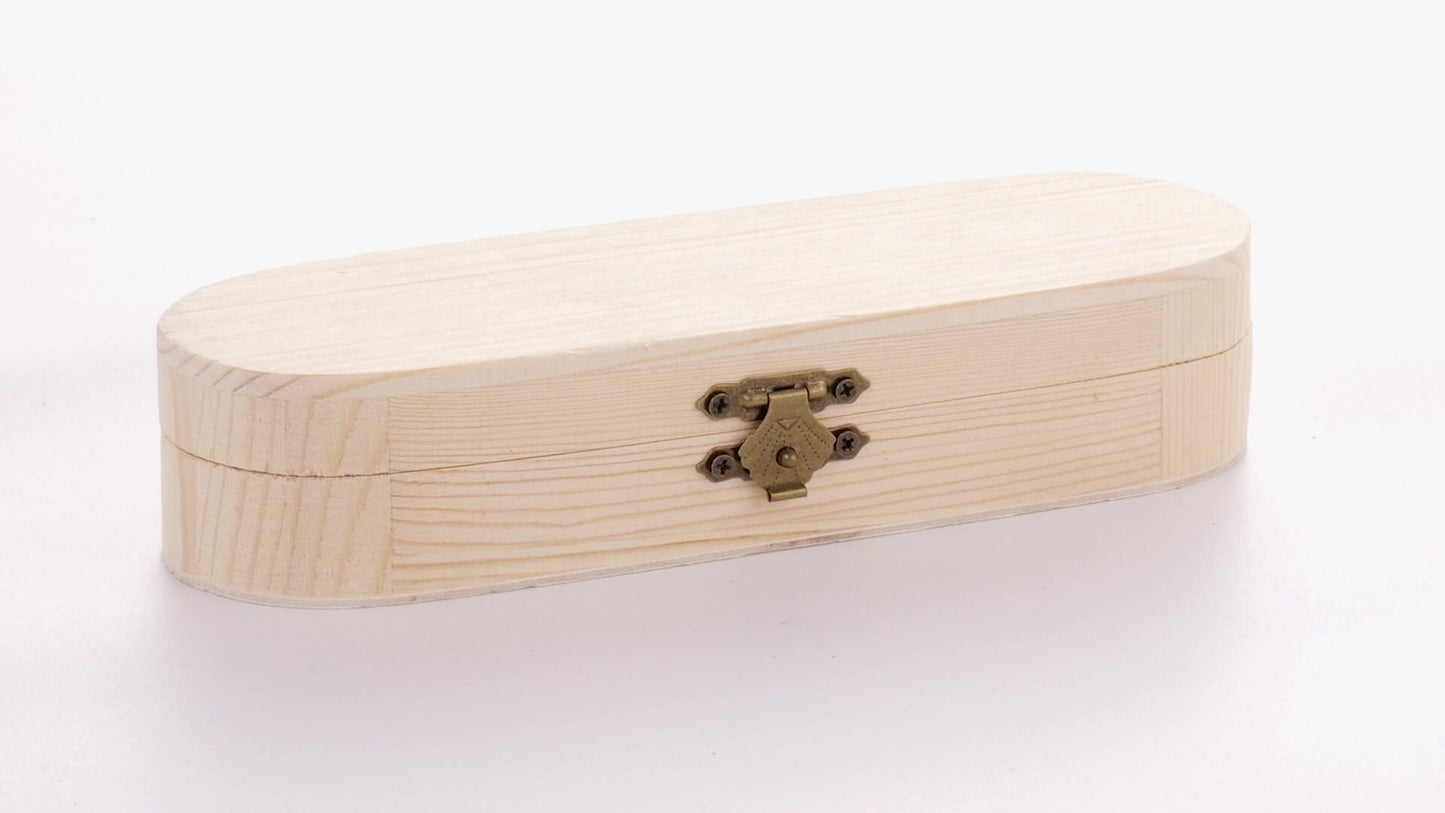 Rounded wooden box PEN 18x6x4