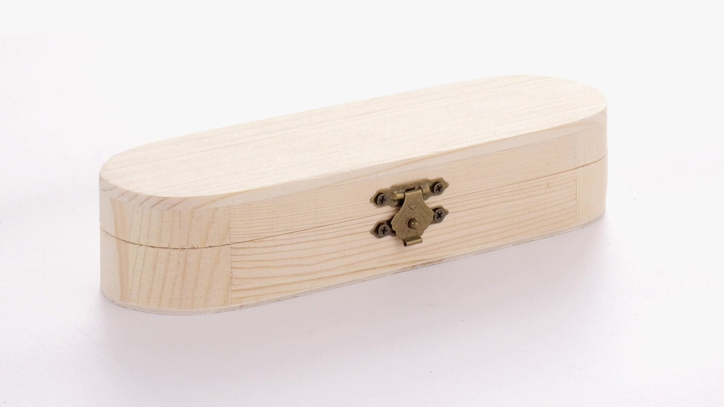 Rounded wooden box PEN 18x6x4