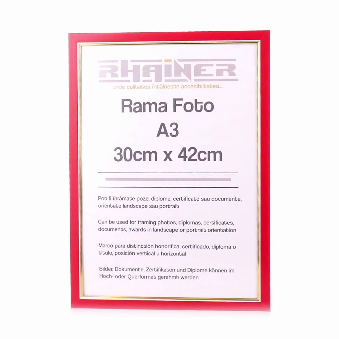 Rama foto Madrid rosu+auriu A3